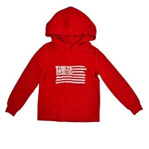 Polo Ralph Lauren Red Boys USA Flag Americana Waffle Knit Hoodie Sweatshirt